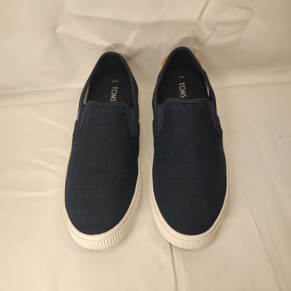 TOMS Clemente Slip On Mens Sz 10 Blue Canvas Sneakers Casual Shoes EUC! - Picture 1 of 7
